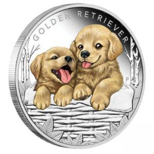 Сребърна монета Кученца – Голдън ретрийвър