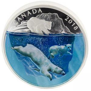 Сребърна монета Полярни мечки 3D