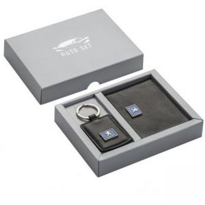 Сет от ключодържател и калъф за документи с лого Peugeot