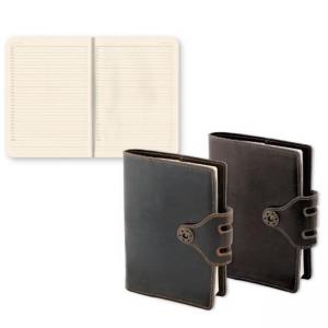Бележник 14х21 кожен калъф с копче, 112 л., шит