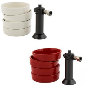 EMILE HENRY Подаръчен сет за крем брюле с горелка - цвят екрю