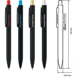Черна метална химикалка с цветно покритие