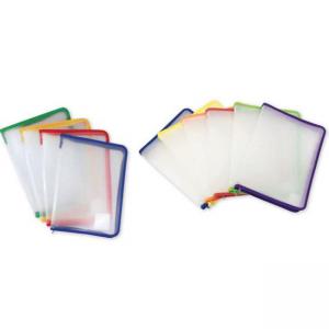 Папка с шит цип син A4+, 25х33х3 см, прозрачно PP