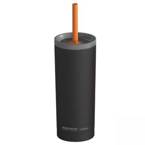 ASOBU Двустенна термо чаша със силиконова сламка “SUPERB SIPPY“ - 600 мл - цвят черен