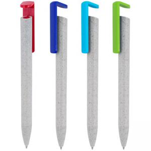 Еко химикалка с цветен клипс и стойка за телефон