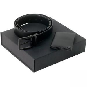 Комплект портфейл за карти и колан TEXTUM BLACK