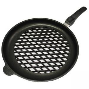 AMT Gastroguss Перфориран барбекю тиган Ø 32 см, височина 4 см, с мобилна дръжка