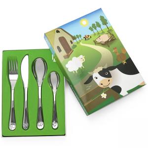 ZILVERSTAD Комплект детски прибори за хранене “Ферма“ - 4 части