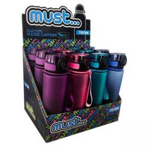 Бутилка за вода 600 мл, 4 цвята, Tritan, 7x23