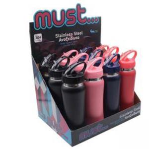 Бутилка за вода метална 500 мл, 4 цвята, 6.8х22.5