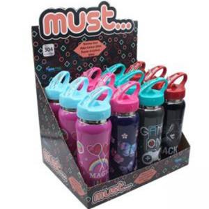 Бутилка за вода метална 500 мл, 4 дизайна, 6.8х22.5