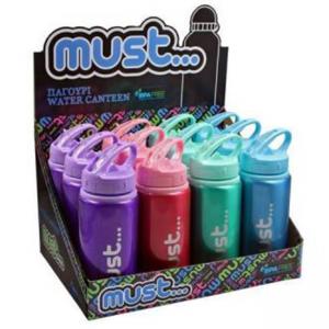 Бутилка за вода метална 500 мл, 4 цвята, 7х19.5