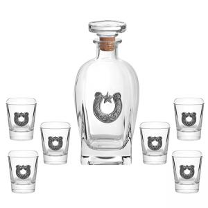 Сет от бутилка + 6 чаши за ракия с подкова