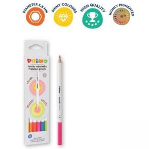 Моливи 6 цв., Minabella Fluo, шестоъгълни, Ø 3.8 мм графит