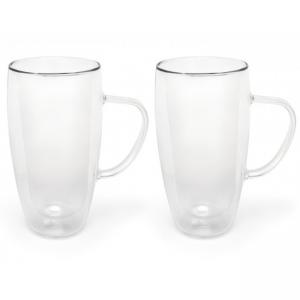 BREDEMEIJER Сет от 2 двустенни стъклени чаши с дръжка за Cappuccino/Latte Macchiato - 400 мл.