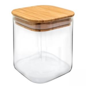 Nerthus Стъклен канистер за съхранение с бамбуков капак - 800 мл.