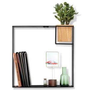 UMBRA Рафт / органайзер за стена със сандъче за цветя “CUBIST“ - размер голям - цвят бук/черен