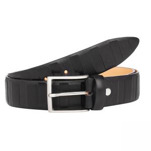 Мъжки стилен колан в черно с релеф - Italian belts