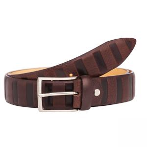 Мъжки стилен колан в кафяво с релеф - Italian belts -115см