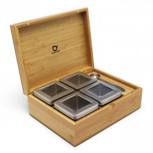 Bredemeijer Бамбукова кутия за чай с 4 канистъра и дозаторна лъжица
