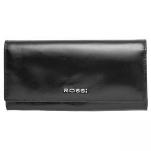 Дамско портмоне черно с гладка кожа - ROSSI