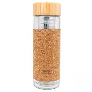 Nerthus Двустенна стъклена бутилка с инфузер - “КОРК“ - 300 мл.