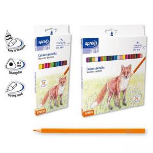 Моливи 12 цв., триъгълни, Ø 3 мм графит