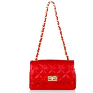 Дамска чанта червена, естествена кожа PIERRE CARDIN