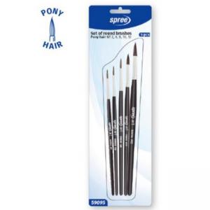 Четки 5 бр., кръгли - 2, 6, 8, 10 и 12, блистер