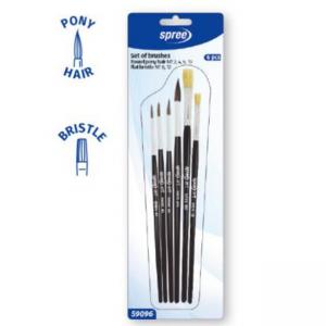 Четки 6 бр., кръгли - 2, 4, 6 и 10, плоски - 8 и 12, блистер