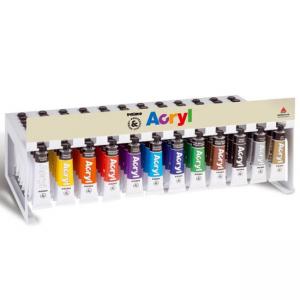 Дисплей акрилни бои алумин.тубички,12цв.x10х18 мл, 46.5х25.3х18.7