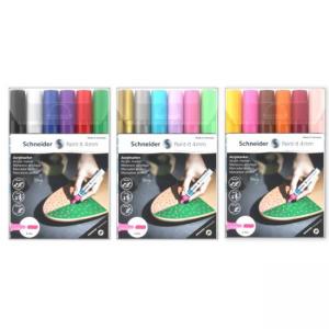 Маркер покриващ акрилен объл 4 мм, комплект 6 пастелни + металикови цвята