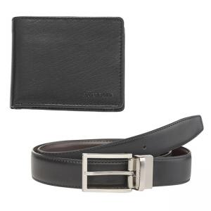 Мъжки комплект портфейл и колан от естествена кожа 100 см. SILVER FLAME