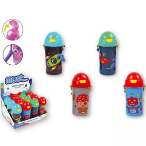 Бутилка за вода със сламка 500 мл, Boy, 9x19