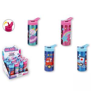 Бутилка за вода метална 500 мл, 4 дизайна, 7.5x17