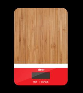 PEBBLY Електронна бамбукова кухненска везна - червена