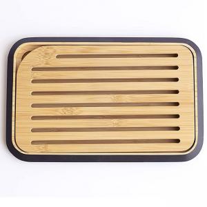 PEBBLY Бамбукова дъска за рязяне и сервиране на хляб 28х18 - черен кант