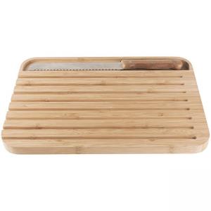 PEBBLY Комплект бамбукова дъска и нож за хляб размер L