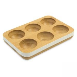 PEBBLY Бамбукова поставка за 6 яйца с бял кант