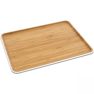PEBBLY Бамбукова табла за сервиране - рамер S, 22x15см, с бял кант