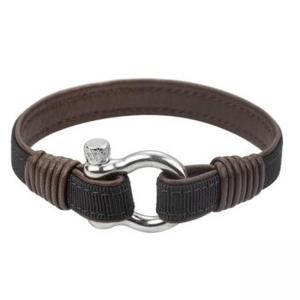 Мъжка кожена гривна SILVER FLAME