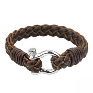 Мъжка кожена гривна SILVER FLAME