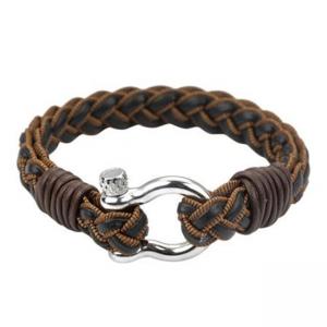 Мъжка кожена гривна SILVER FLAME