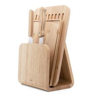 PEBBLY Сет от 2 бамбукови дъски за рязане с поставка и 2 бр. ножове