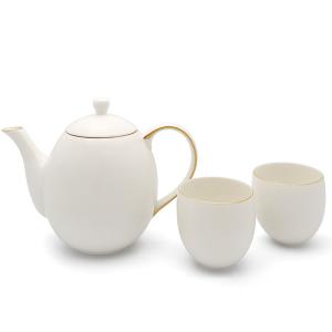 BREDEMEIJER Порцеланов сет за чай с 2 бр. чаши и стоманен филтър “Canterbury“ - бял - 1,2 л.