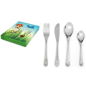 ZILVERSTAD Комплект стоманени детски прибори за хранене “Nature friends“ - 4 части