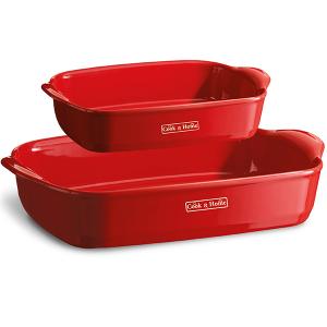 EMILE HENRY Комплект от 2 броя керамични правоъгълни форми за печене Cook & Home - червен
