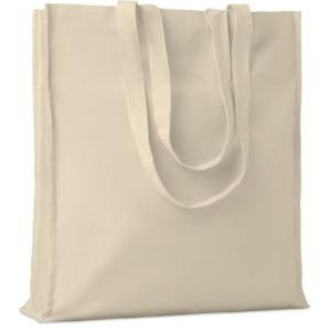Памучна пазарска чанта с дълги дръжки и разширение 140 г/м²