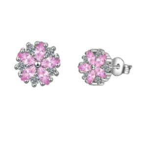 Сребърни обеци "Розов цвят"