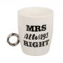 Комплект керамичини чаши Mr Right & Mrs Always Right, 370мл